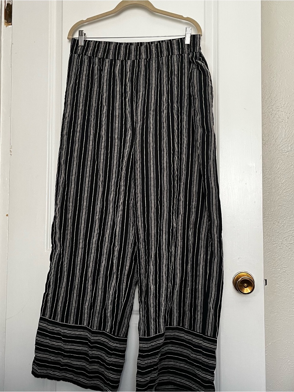 Primark Black & White Vertical Stripe Wide-Leg Pants